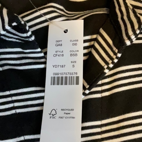 MJ Crew Long Sleeve Button Up Top In Striped Refined Rib S - Picture 3 of 3